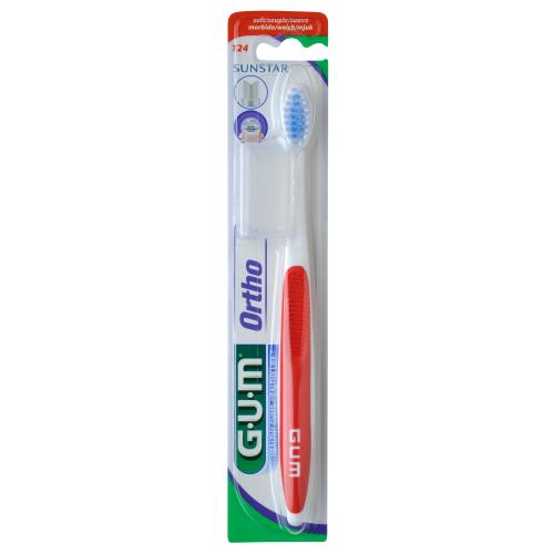 Gum Ortho Soft Toothbrush Κόκκινη Μαλακή Οδοντόβουρτσα Κατάλληλη για Καθαρισμό Ορθοδοντικών Μηχανισμών 1 Τεμάχιο, Κωδ 124